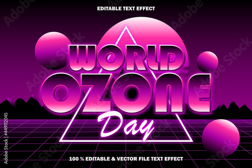 world ozone day editable text effect retro style