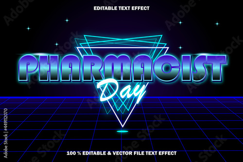 pharmacist day editable text effect retro style