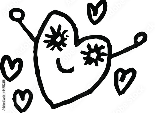 子供が描いたかわいいハート人間 