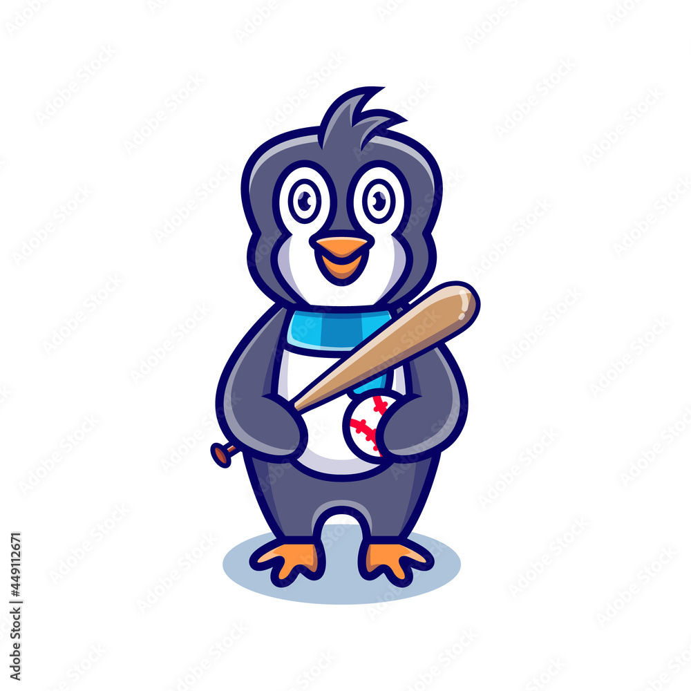 cute penguin playing baseball cute penguin playing baseball