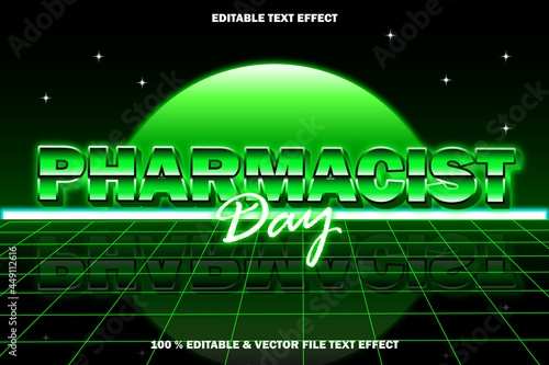 pharmacist day editable text effect retro style