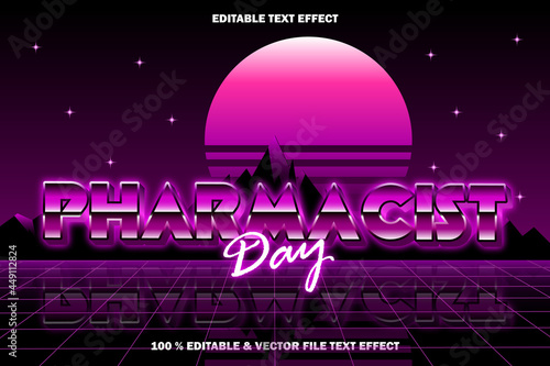 pharmacist day editable text effect retro style