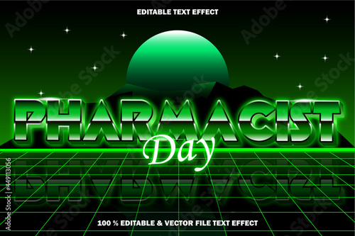 pharmacist day editable text effect retro style