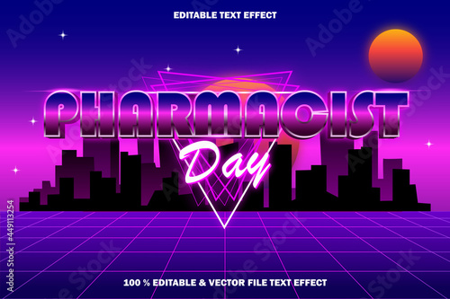 pharmacist day editable text effect retro style