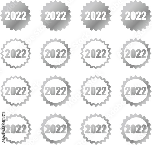 2022の数字が入った銀色グラデーションの歯車アイコン ベクターセット