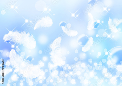 羽根_淡いブルーキラキラ背景