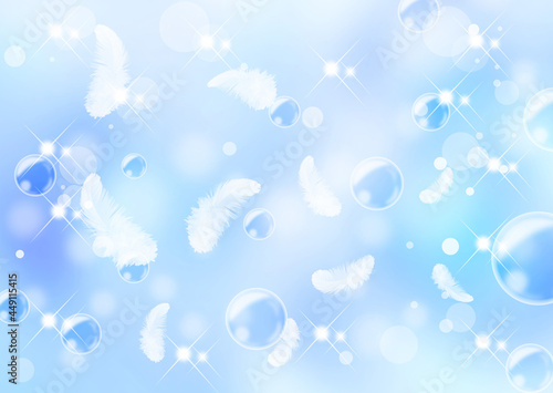 羽根_淡いブルーキラキラ背景