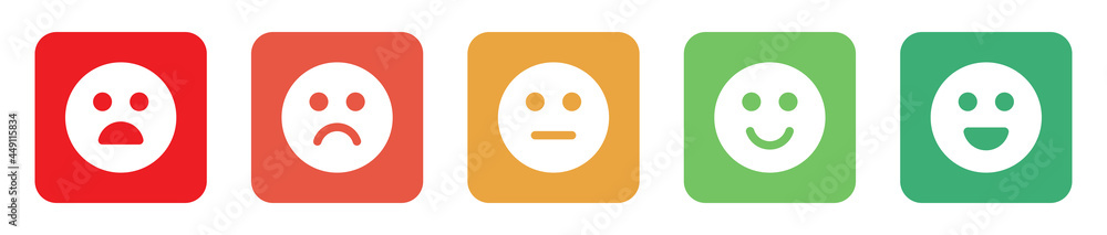 Feedback emoji icons vector design. Rank, level of satisfaction rating. Excellent, good, normal, bad awful. Feedback emoji icons vector design. Rank, level of satisfaction rating. Excellent, good, normal, bad awful.