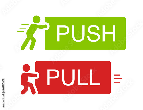 Man push and pull heavy object icon photo