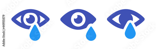 Set icon of eye with tear drop icon vector illustration