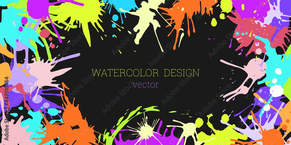 Splashes of paint. Blots. Creative bright watercolor background, banner, cover design. Art design in an abstract style. Splashes of paint. Blots. Creative bright watercolor background, banner, cover design. Art design in an abstract style.