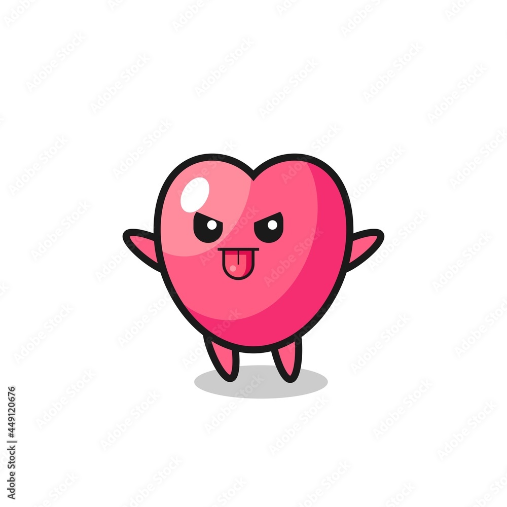 Fototapeta premium naughty heart symbol character in mocking pose