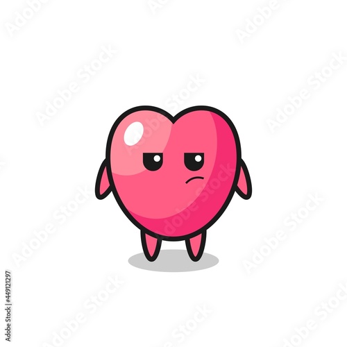 cute heart symbol character with suspicious expression