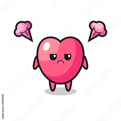 annoyed expression of the cute heart symbol cartoon character
