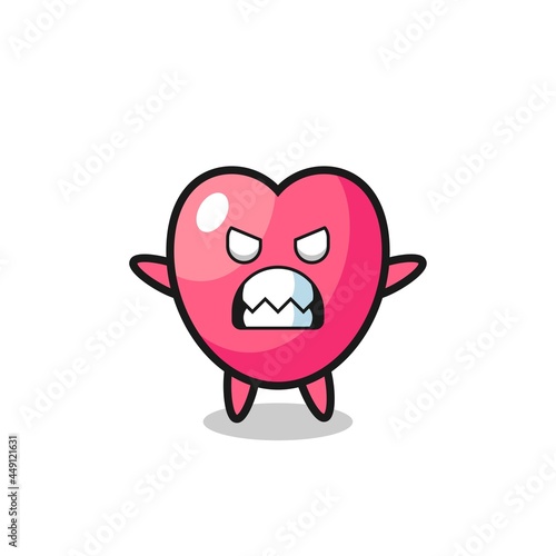 wrathful expression of the heart symbol mascot character