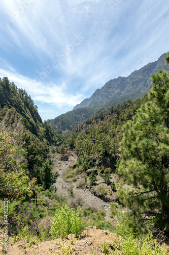 Hiking routes in the national park "Caldera de Taburiente" on the island of La Palma, Canaries, Spain.