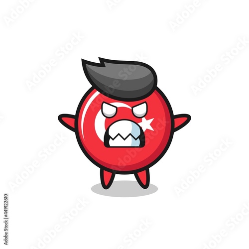 wrathful expression of the turkey flag badge mascot character