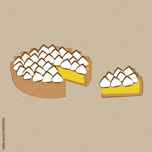 Lemon Meringue Pie. Entirely and separately. Shortcrust pastry. Baking Dessert. Homemade baking.