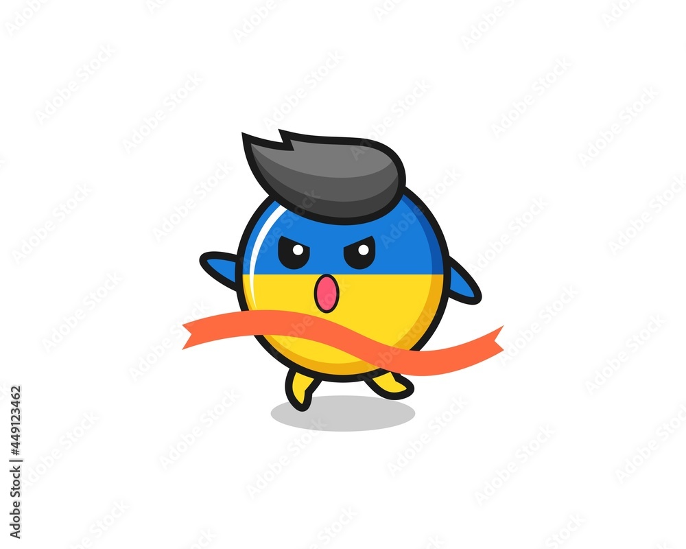 cute ukraine flag badge illustration is reaching the finish