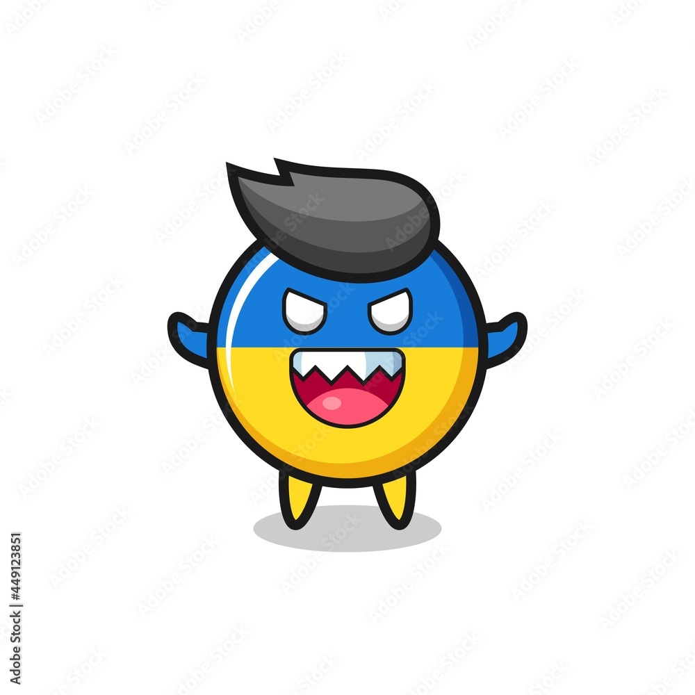illustration of evil ukraine flag badge mascot character