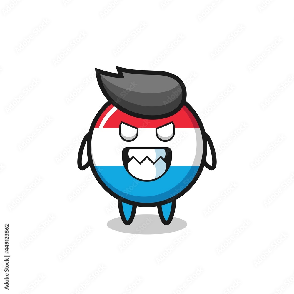 Fototapeta premium evil expression of the luxembourg flag badge cute mascot character