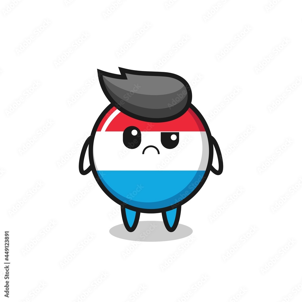 the mascot of the luxembourg flag badge with sceptical face the mascot of the luxembourg flag badge with sceptical face