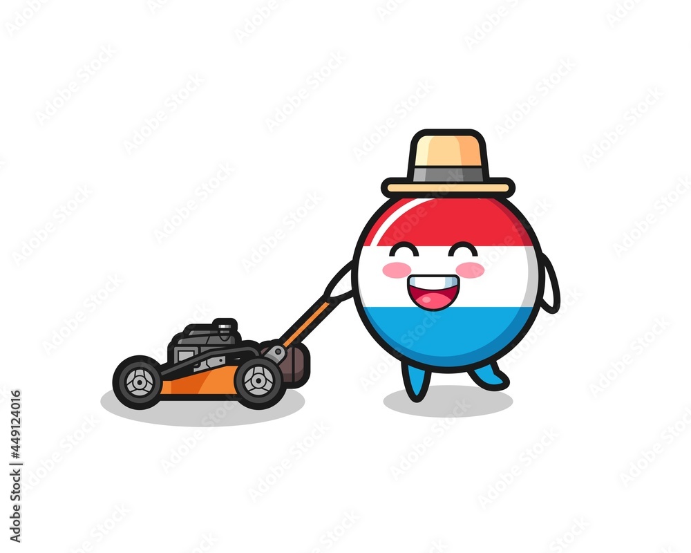 illustration of the luxembourg flag badge character using lawn mower illustration of the luxembourg flag badge character using lawn mower