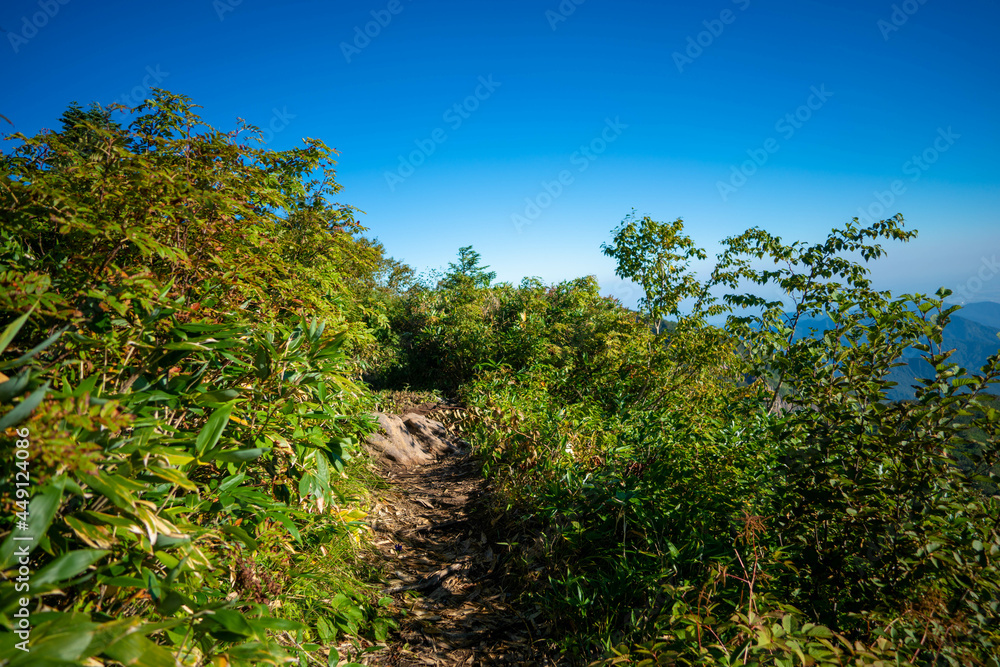 新潟県糸魚川市、妙高市にある火打山、妙高山の登山をしている風景 Scenery of climbing Mount Hiuchi and Mount Myoko in Itoigawa and Myoko City, Niigata Prefecture.