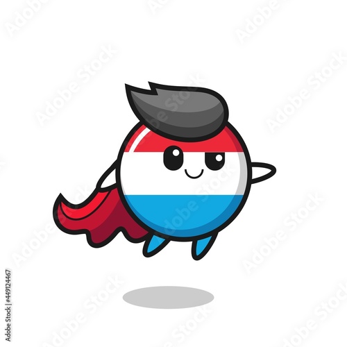 cute luxembourg flag badge superhero character is flying © heriyusuf