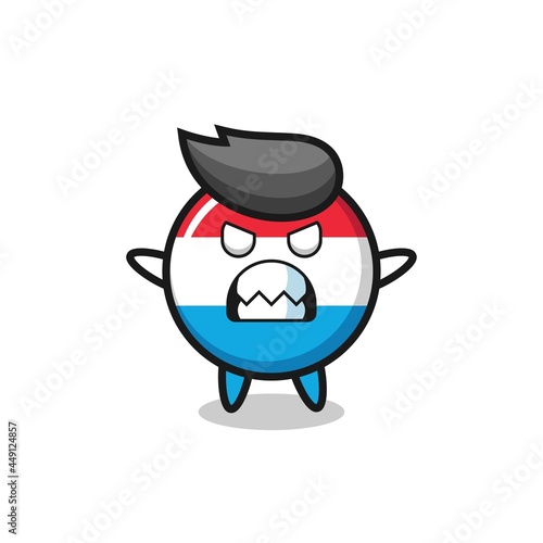 wrathful expression of the luxembourg flag badge mascot character