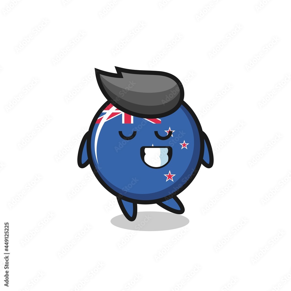 new zealand flag badge cartoon illustration with a shy expression new zealand flag badge cartoon illustration with a shy expression
