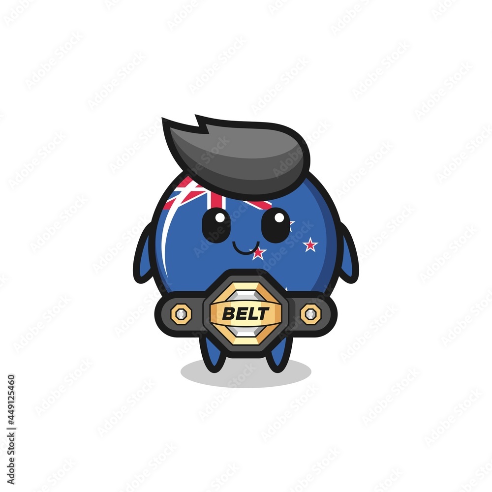 the MMA fighter new zealand flag badge mascot with a belt the MMA fighter new zealand flag badge mascot with a belt