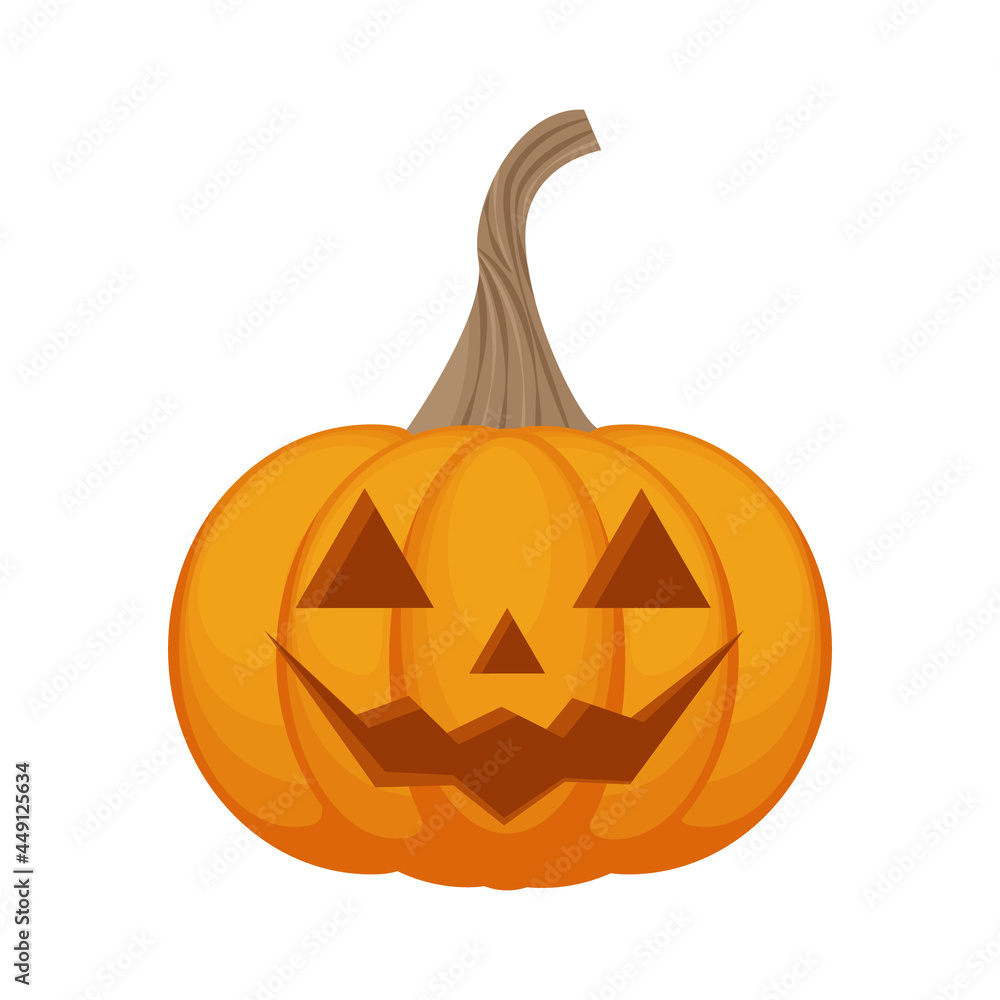 A bright festive illustration with the image of a pumpkin with a smile. Pumpkin is a symbol of the Halloween holiday. Jack-o-lantern is a symbol of All Saints Day. Autumn festival. Vector A bright festive illustration with the image of a pumpkin with a smile. Pumpkin is a symbol of the Halloween holiday. Jack-o-lantern is a symbol of All Saints Day. Autumn festival. Vector