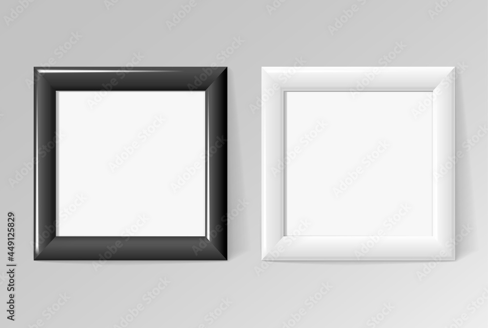 Realistic black and white frames for paintings or photographs. Realistic black and white frames for paintings or photographs.
