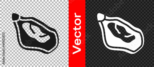 Black Mussel icon isolated on transparent background. Fresh delicious seafood. Vector