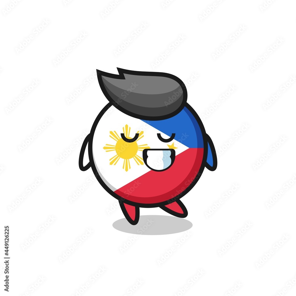 Obraz premium philippines flag badge cartoon illustration with a shy expression
