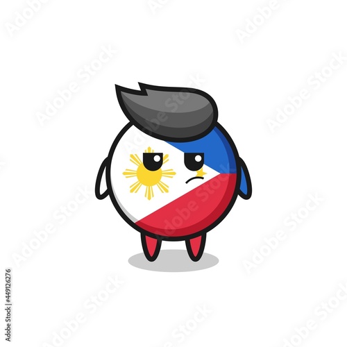 cute philippines flag badge character with suspicious expression © heriyusuf