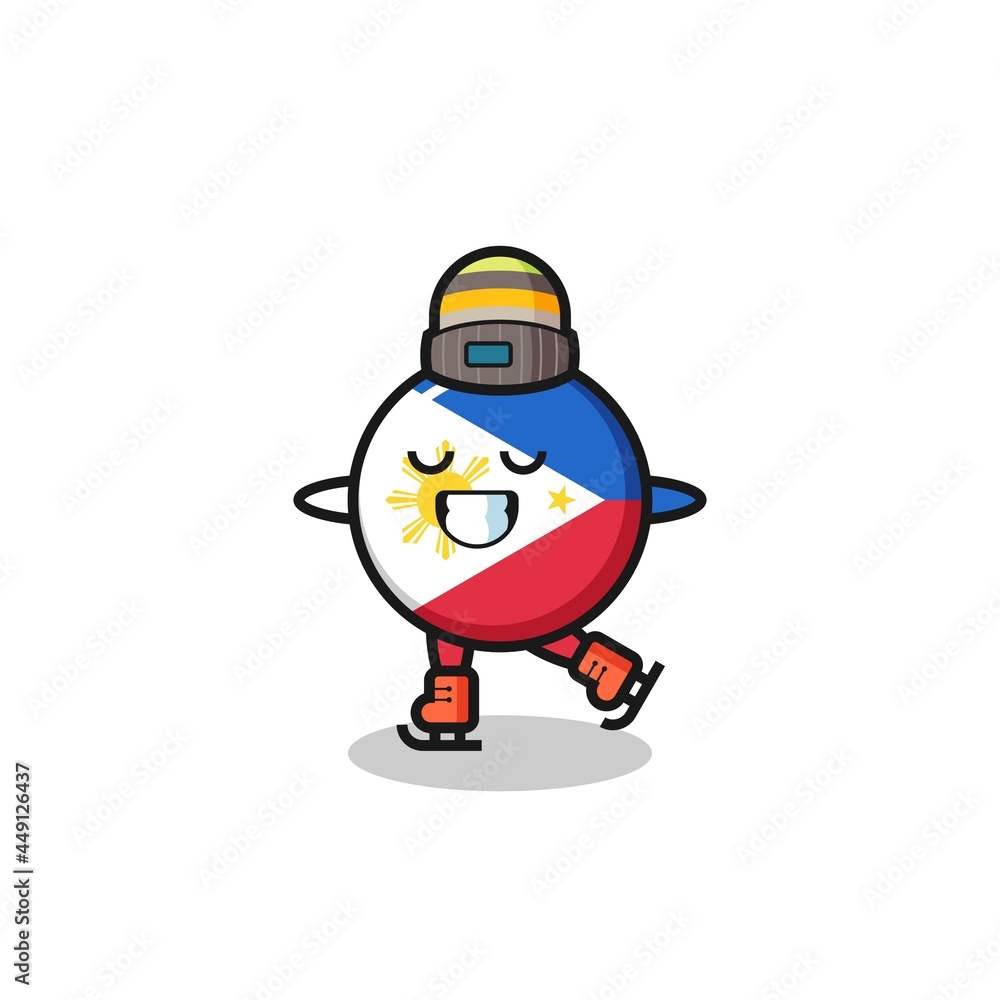 philippines flag badge cartoon as an ice skating player doing perform philippines flag badge cartoon as an ice skating player doing perform