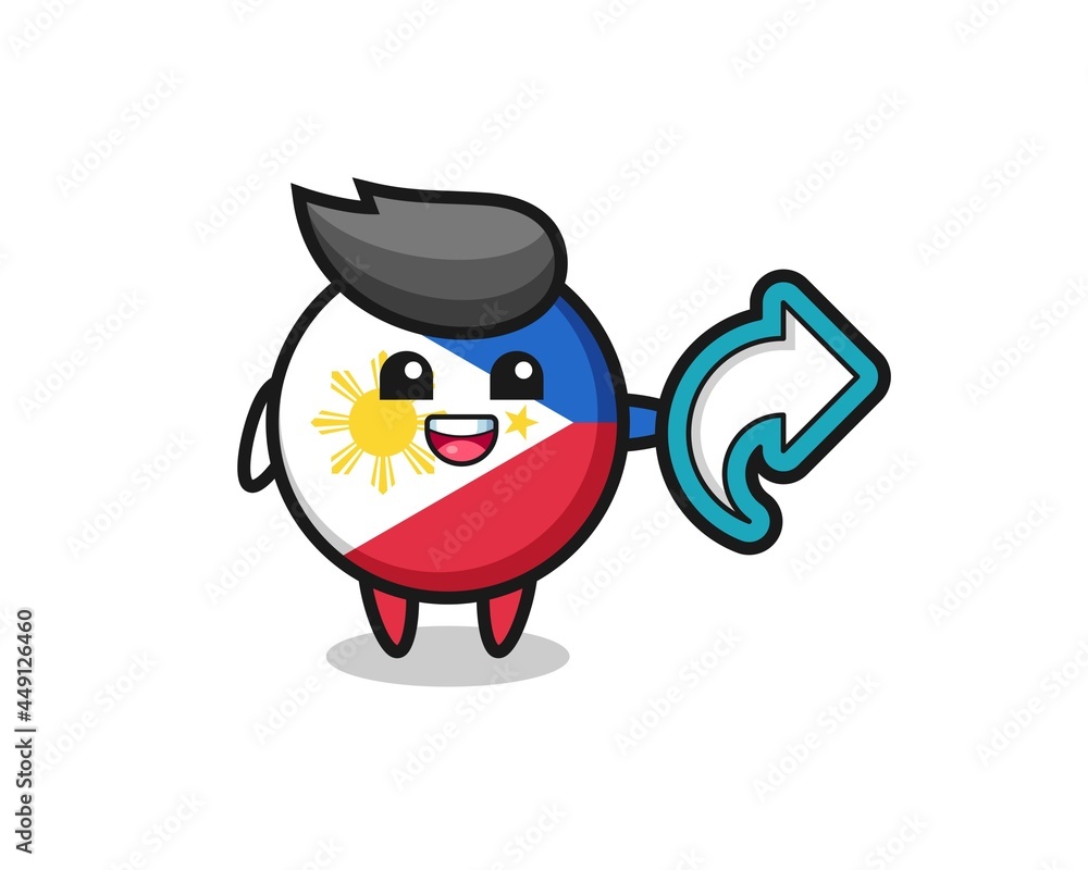 cute philippines flag badge hold social media share symbol cute philippines flag badge hold social media share symbol