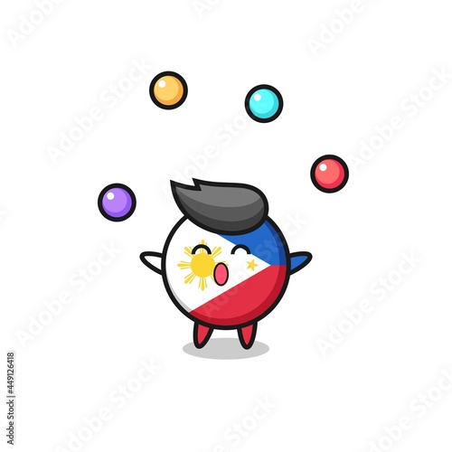 the philippines flag badge circus cartoon juggling a ball