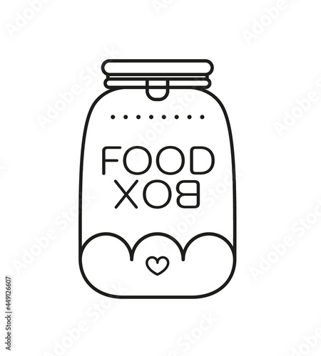 sticker pour identité graphique épicerie food box de vente en vrac de produits biologiques, naturels, proximité, boîtes réutilisables, céréales, féculents, fruits, légumes, boissons, fruits secs