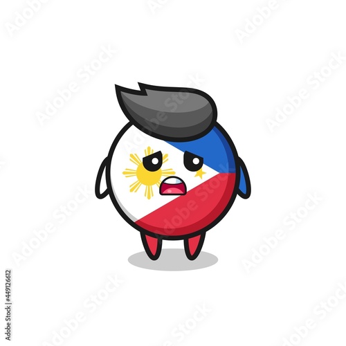disappointed expression of the philippines flag badge cartoon © heriyusuf