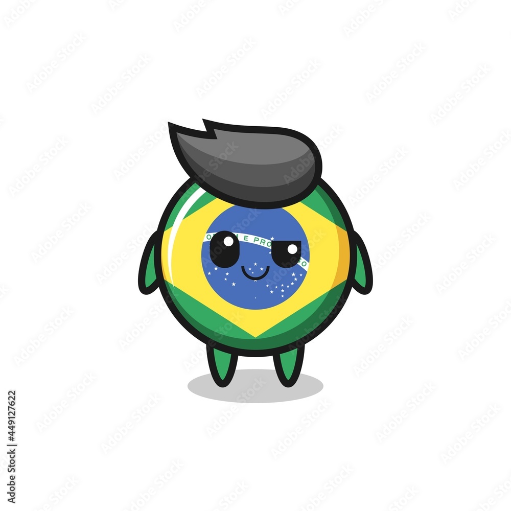 Fototapeta premium brazil flag badge cartoon with an arrogant expression