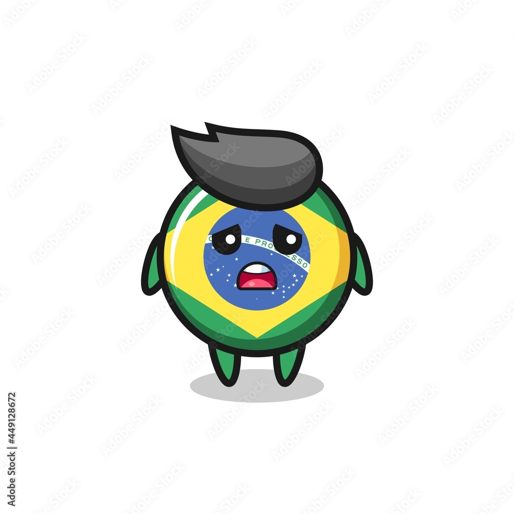disappointed expression of the brazil flag badge cartoon