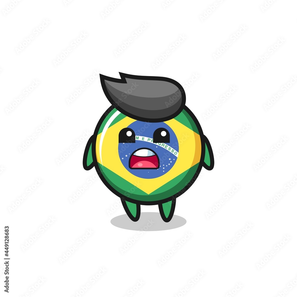 brazil flag badge illustration with apologizing expression, saying I am sorry