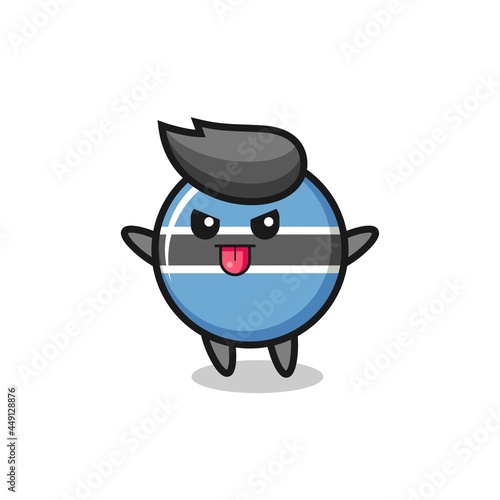 naughty botswana flag badge character in mocking pose