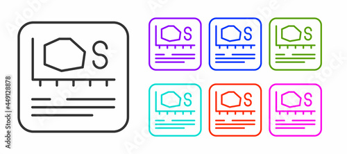 Black line Area measurement icon isolated on white background. Set icons colorful. Vector