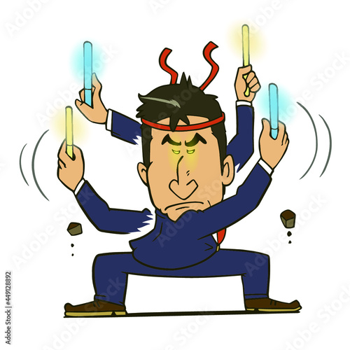 オタ芸を真剣に踊るサラリーマンのイラスト