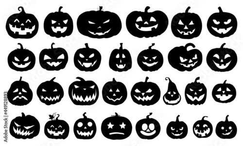 Halloween pumpkin set of silhouette theme, Isolated on white background