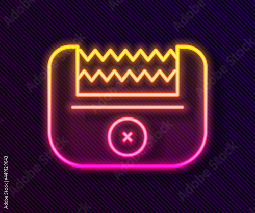 Glowing neon line Electrical hair clipper or shaver icon isolated on black background. Barbershop symbol. Vector